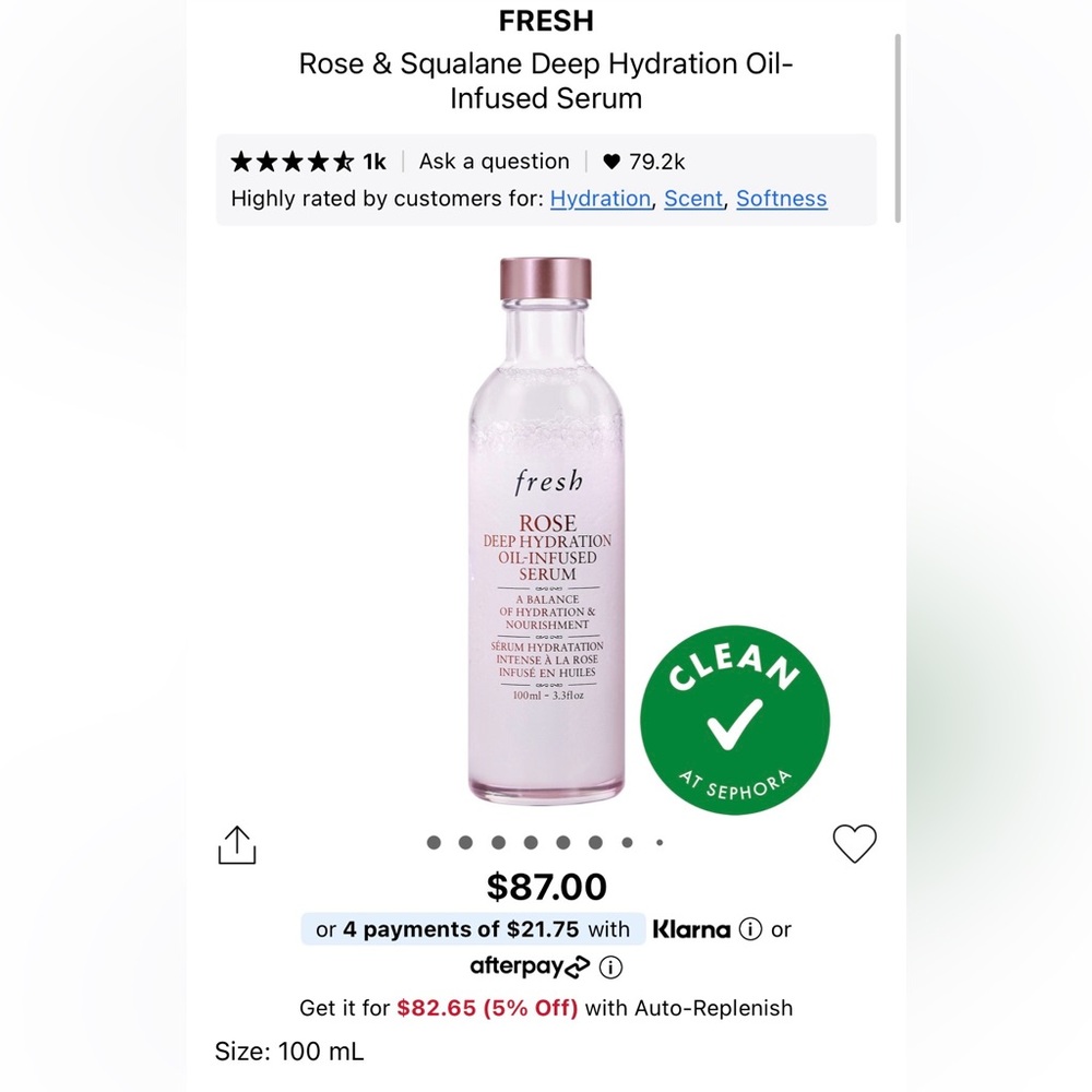 Fresh- Rose Deep Hydration Oil infused Serum